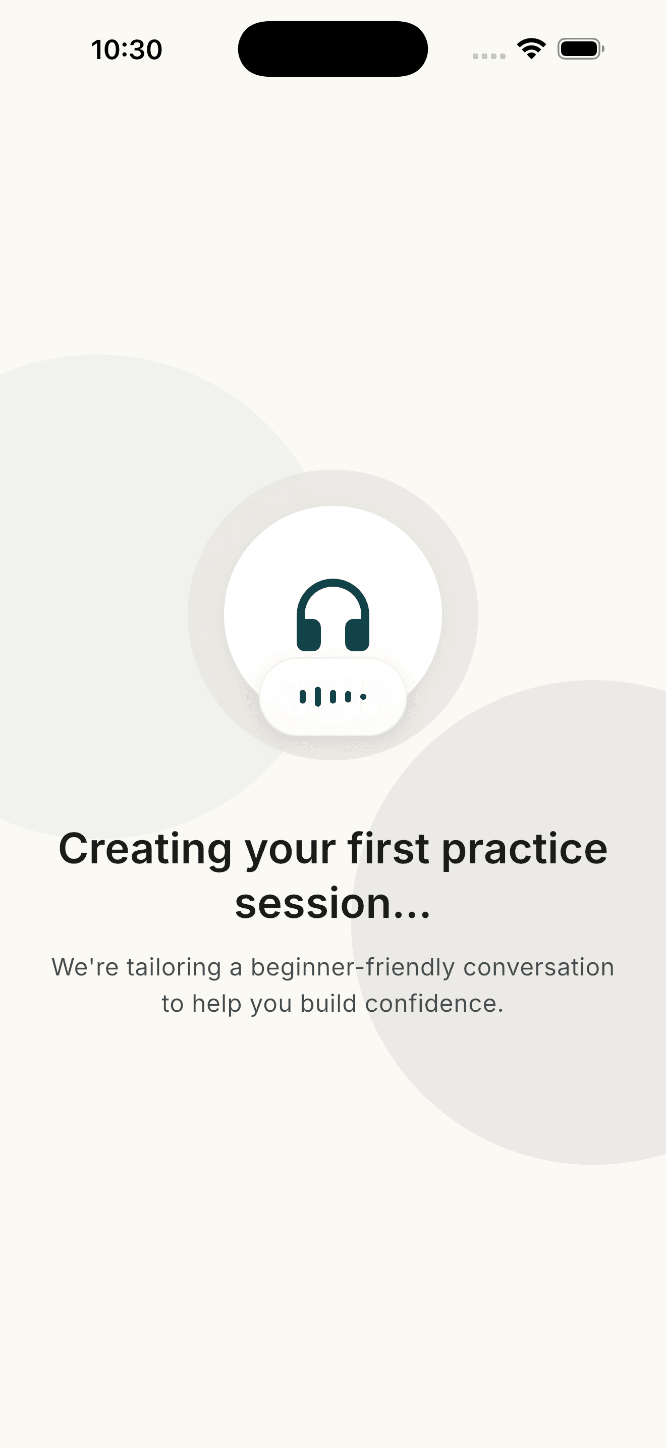 Talky prompt entry screen for choosing a speaking scenario.